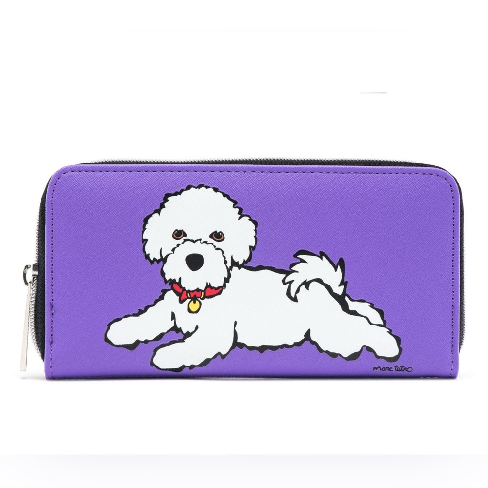 Marc Tetro Bichon Frise Zip Around Wallet - Size 8"x4"x1" NWT